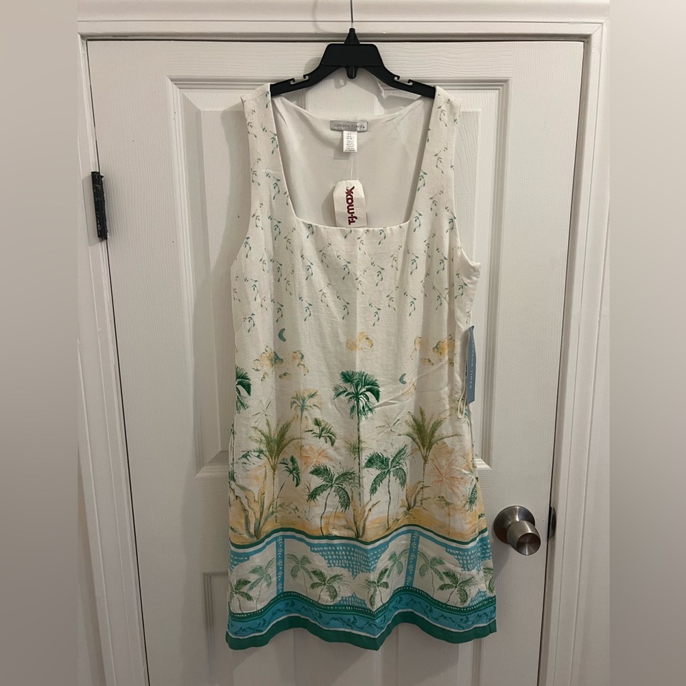 London Times Palm Print Midi Dress